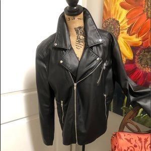 Faux leather plus size motorcycle jacket